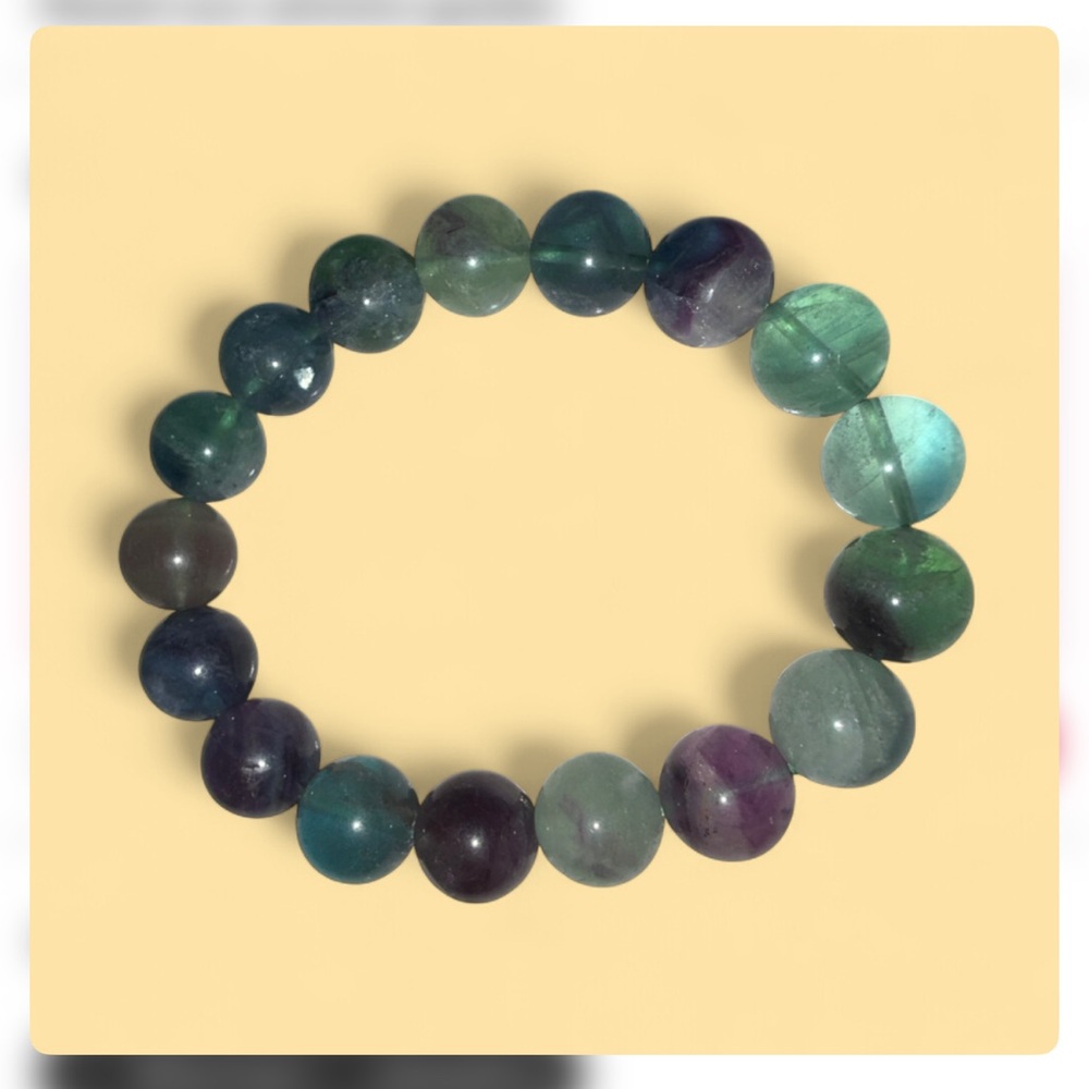 Rainbow Fluorite Beaded Bracelet | 8-10mm Beads | Natural Gemstone